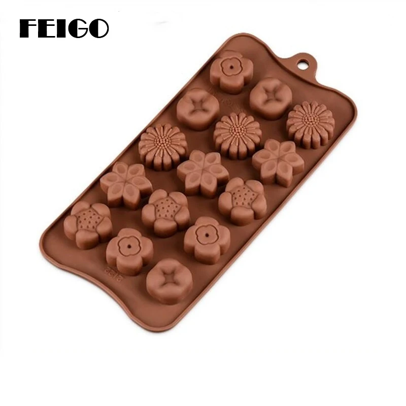 FEIGO 1Pc 3D Silicone Chocolate Mold 15 Kinds Flower-Shaped Non-stick Chocolate Molds Cake Molds Jelly Kitchen Baking Tools F186
FEIGO 1Pc 3D Silicone Chocolate Mold 15 Kinds Flower-Shaped Non-stick Chocolate Molds Cake Molds Jelly Kitchen Baking Tools F186