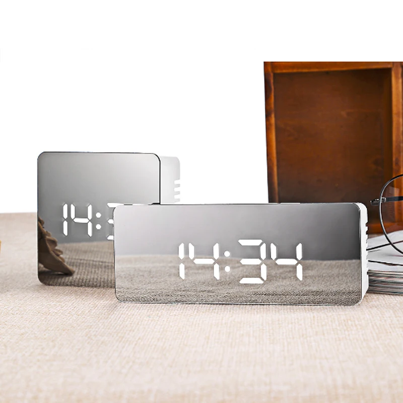 Fashion Creative Desk Table Clocks With Thermometer Led Digital Alarm Clock Electronic Clocks Square rectangle Mirror Mute Clock
Fashion Creative Desk Table Clocks With Thermometer Led Digital Alarm Clock Electronic Clocks Square rectangle Mirror Mute Clock