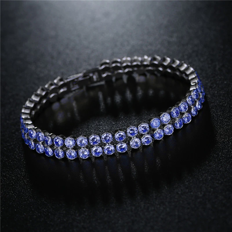FYM Brand 19CM 7 Colors Double Row Bracelets & Bangles Fashion Blue Cubic Zircon Silver Color Bracelet For Women Bijoux Femme
FYM Brand 19CM 7 Colors Double Row Bracelets & Bangles Fashion Blue Cubic Zircon Silver Color Bracelet For Women Bijoux Femme