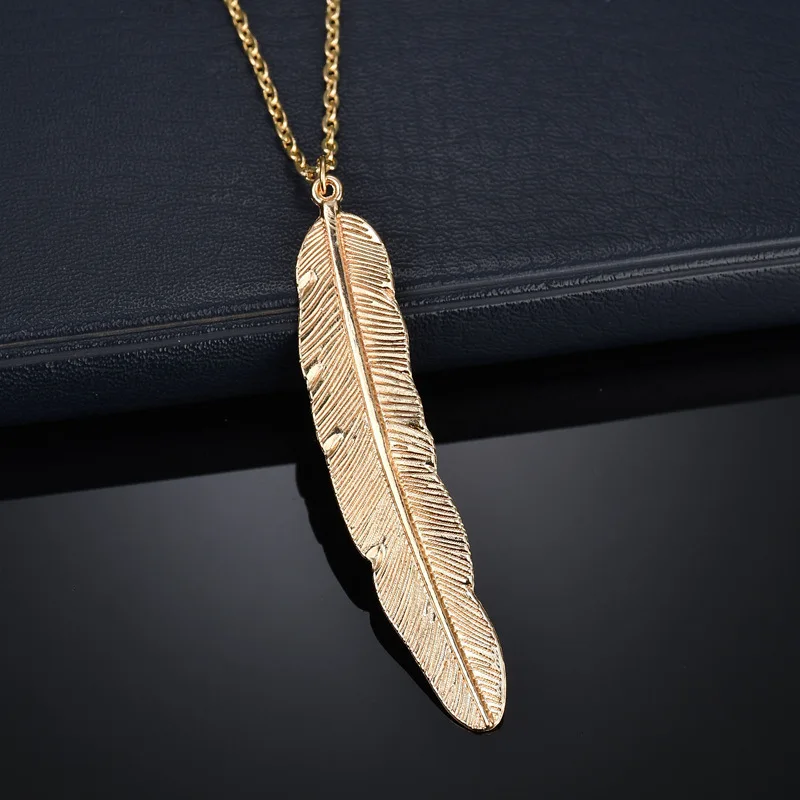 Fashion Gold Silver Feather Leaf Pendant Necklace Charms Personality Sweater Chain Long Necklaces for Women Jewelry
Fashion Gold Silver Feather Leaf Pendant Necklace Charms Personality Sweater Chain Long Necklaces for Women Jewelry