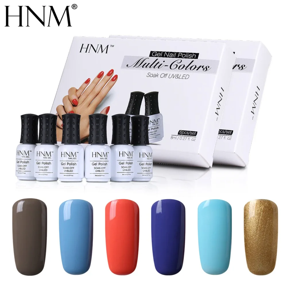 HNM 6 шт/комплект Гибридный лак отмачиваемый твердый Гель костюм Сделай Сам 8 мл УФ