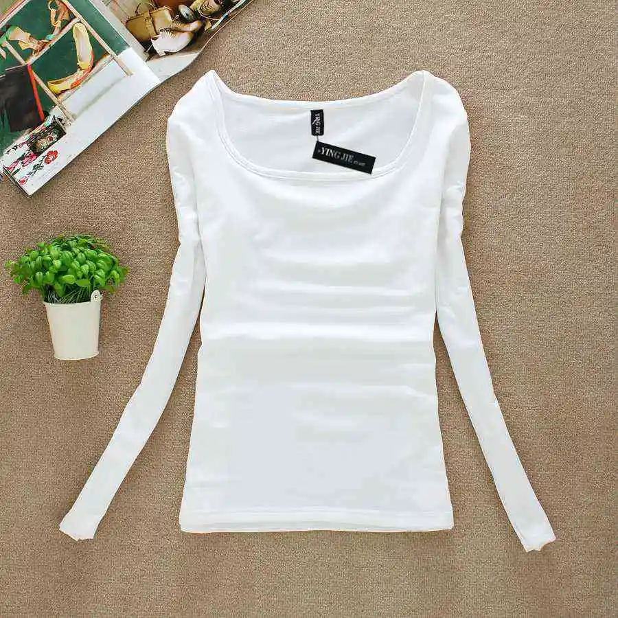 New 2019 winter T Shirt Women Long Sleeve spring Tops & tees square collar basic T-shirt casual candy color white good stretch
New 2019 winter T Shirt Women Long Sleeve spring Tops & tees square collar basic T-shirt casual candy color white good stretch