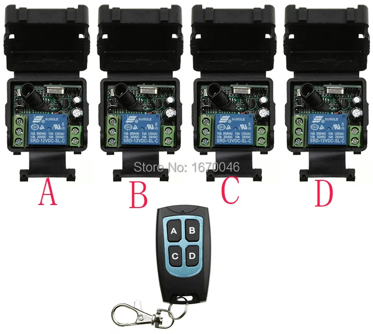 DC12V 1CH RF wireless remote control switch system 1 transmitter and 4 receiver For relay Learning Code window/Garage Doors
DC12V 1CH RF wireless remote control switch system 1 transmitter and 4 receiver For relay Learning Code window/Garage Doors