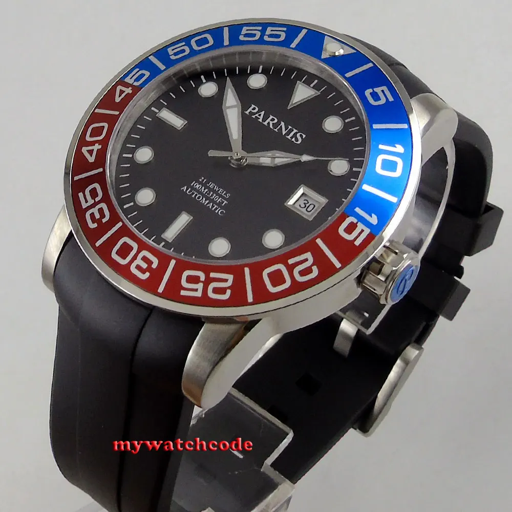 famous brand 42mm Parnis black dial rubber strap Sapphire glass 21 jewel Miyota automatic mens watch P393
famous brand 42mm Parnis black dial rubber strap Sapphire glass 21 jewel Miyota automatic mens watch P393