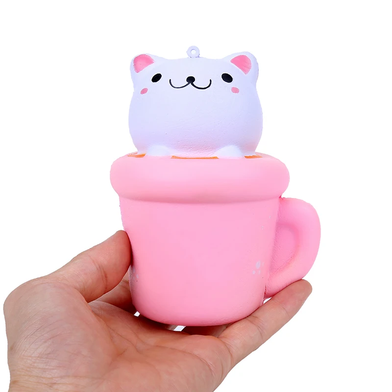 Фото Pop симпатичные чашки Cat Squeeze игрушки куклы розового цвета со смайликами наклейки