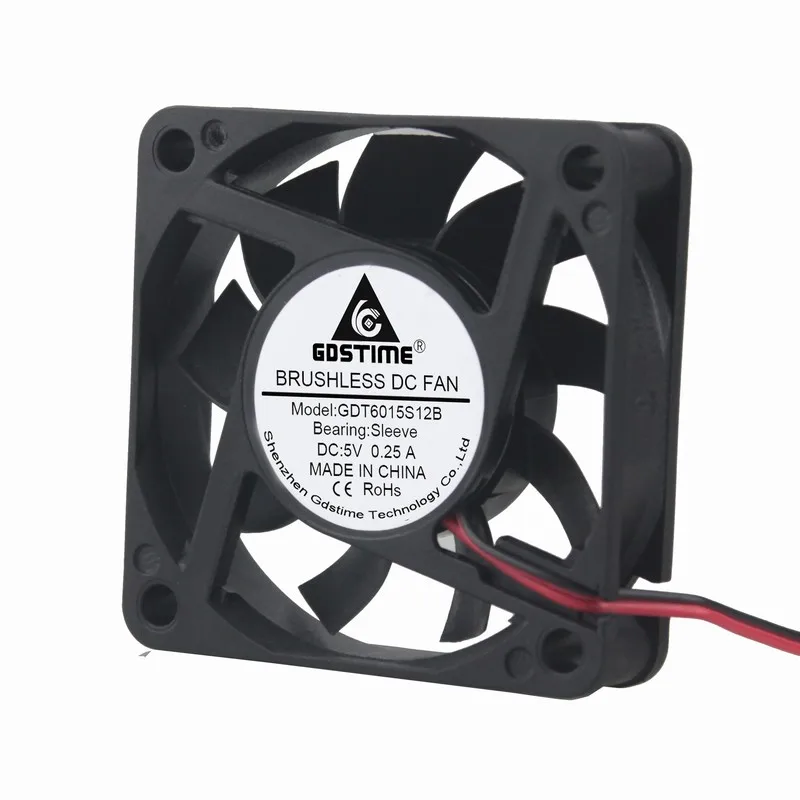 5 Pcs Gdstime 5V DC Brushless Cooling Fan 60mm x 15mm 6015 60x60x15mm 0.25A PC CPU Motor Radiator 6cm 2 Wire 2Pin | Компьютеры и офис