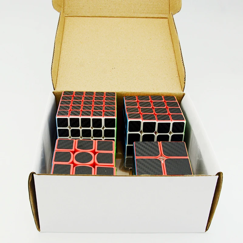 4Pcs/Set Magic Cube Include 2x2x2 3x3x3 4x4x4 5x5x5 Stickerless with Black Carbon Fiber Sticker Puzzle Toys For Child Gift Pack
4Pcs/Set Magic Cube Include 2x2x2 3x3x3 4x4x4 5x5x5 Stickerless with Black Carbon Fiber Sticker Puzzle Toys For Child Gift Pack