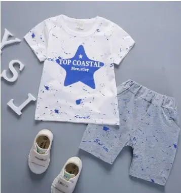 Short Sleeved Children's Clothing Set Boys Tracksuits 2019 Summer Cotton T-shirt+shorts 2Pcs/set for Baby Girls 1 2 3 Year | Детская
