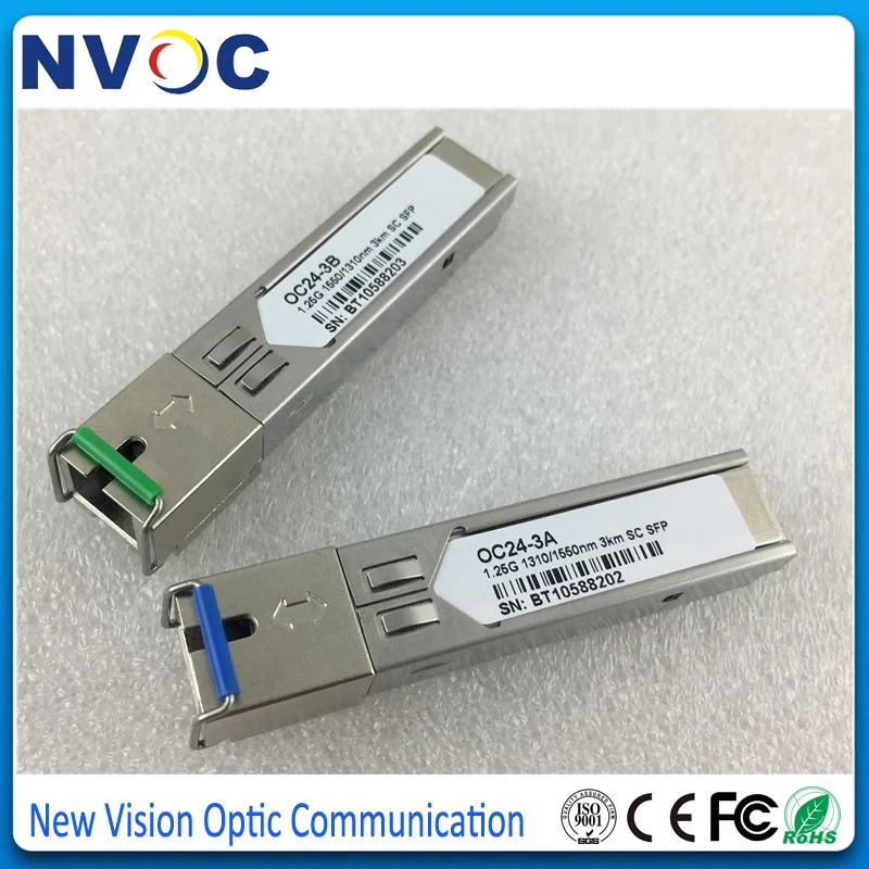 10 пар/лот 1 25G одноволоконный LC/SC 1G 1000 базовый BiDi 1310 нм/1550 нм 3 км WDM SFP-модуль |