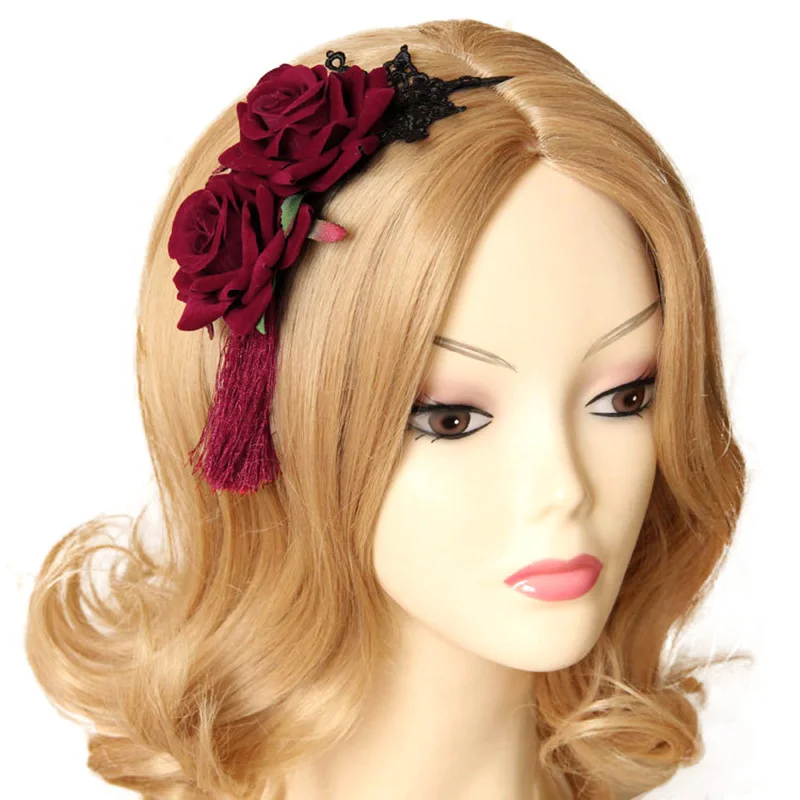 Headbands for Women Red Rose Flower Tassel Lace Vintage Hairband Bridal Wedding Party Statement Garland Hair Hoop Accessories
Headbands for Women Red Rose Flower Tassel Lace Vintage Hairband Bridal Wedding Party Statement Garland Hair Hoop Accessories
