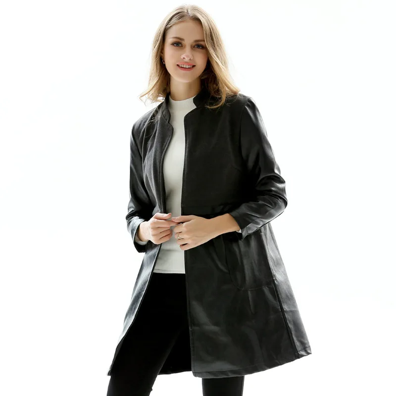 Plus size stand collar faux leather jackets women classic long style slim waist motorcycle leather coats 2019 new arrival
Plus size stand collar faux leather jackets women classic long style slim waist motorcycle leather coats 2019 new arrival