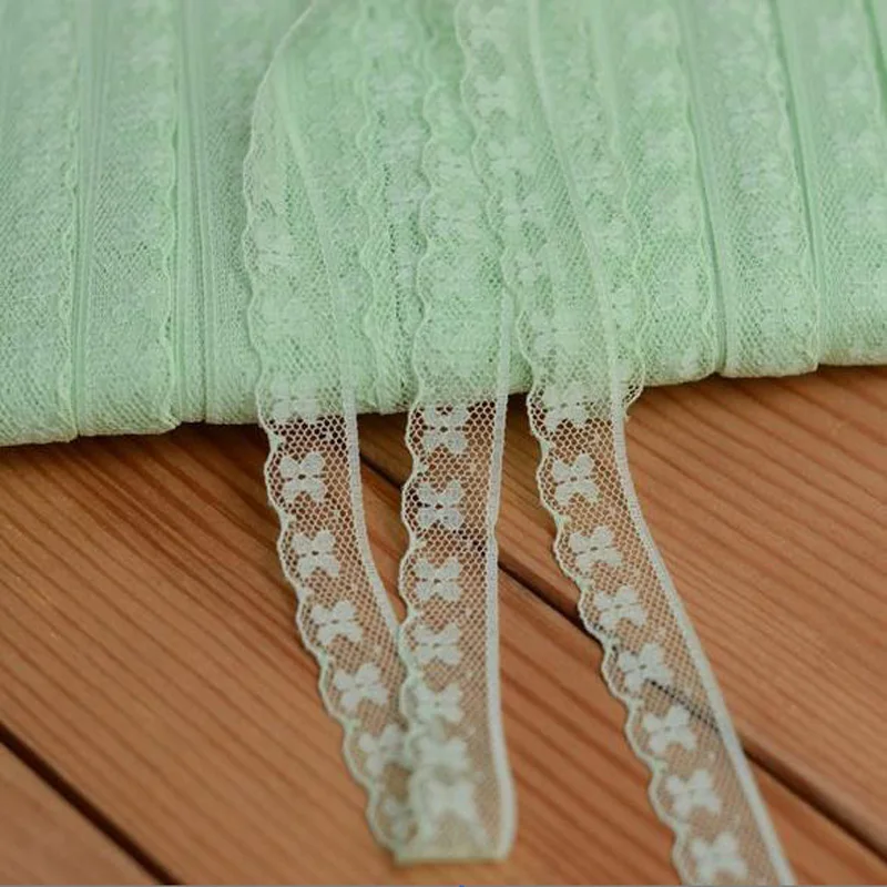 

5 ярдов 1,4 см ширина зеленая сетка мягкая сетка с кружевной отделкой Ткань ленты вышитые для самостоятельного пошива одежды поставки-HBLX