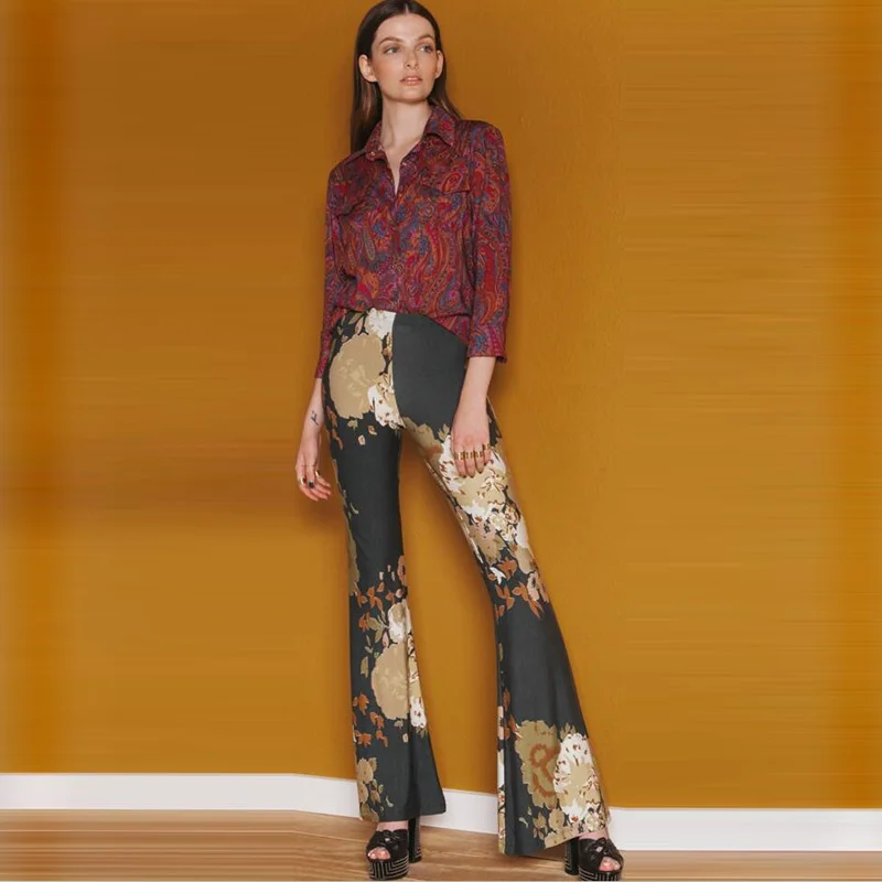 Autumn Wide Leg Pants Retro Elastic Waist Floral Print Pants Women Casual Loose Stretch Ethnic High Waist Female Long Trousers
Autumn Wide Leg Pants Retro Elastic Waist Floral Print Pants Women Casual Loose Stretch Ethnic High Waist Female Long Trousers