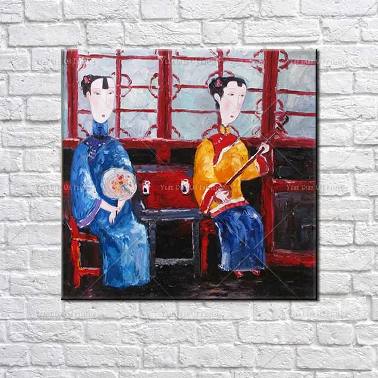 Screen Two Girl Palette Knife Abstract Decor Cheongsam Hand-painted Paintings Chinese Traditional Knife Wall Oil Painting Canvas
Screen Two Girl Palette Knife Abstract Decor Cheongsam Hand-painted Paintings Chinese Traditional Knife Wall Oil Painting Canvas