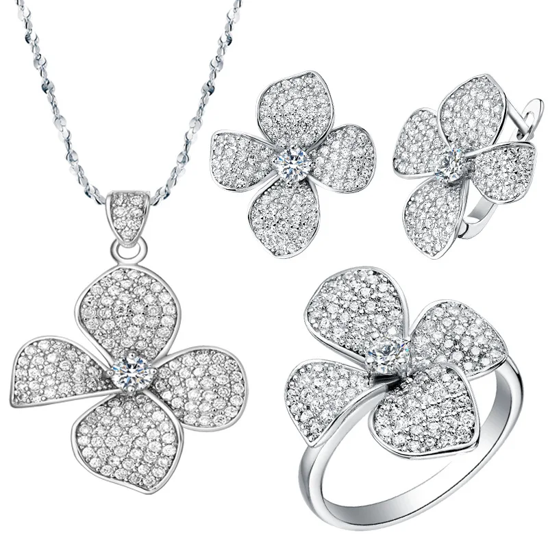 Flower Silver Plated AAA Cubic Zirconia 925 Sterling Silver Wedding Accessories Romantic Flower Micro Pave Crystal Jewelry
Flower Silver Plated AAA Cubic Zirconia 925 Sterling Silver Wedding Accessories Romantic Flower Micro Pave Crystal Jewelry