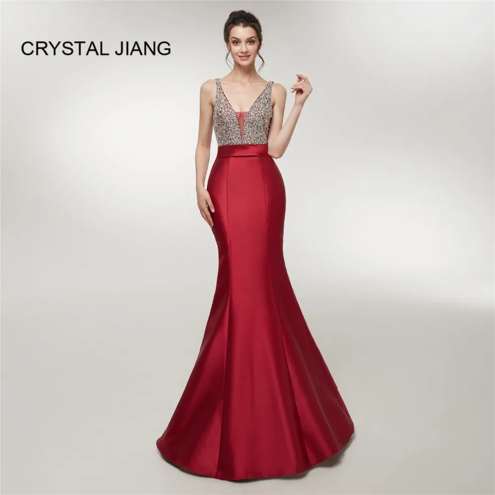 Hot Sale Sexy V Neck Heavy Beaded Red Elastic Satin Open V Back Mermaid Dress Formal Evening Dresses Long
Hot Sale Sexy V Neck Heavy Beaded Red Elastic Satin Open V Back Mermaid Dress Formal Evening Dresses Long