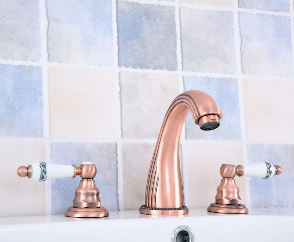 Antique Red Copper Brass Deck Mounted Dual Ceramic Levers Widespread Bathroom 3 Holes Basin Sink Faucet Mixer Taps msf537
Antique Red Copper Brass Deck Mounted Dual Ceramic Levers Widespread Bathroom 3 Holes Basin Sink Faucet Mixer Taps msf537