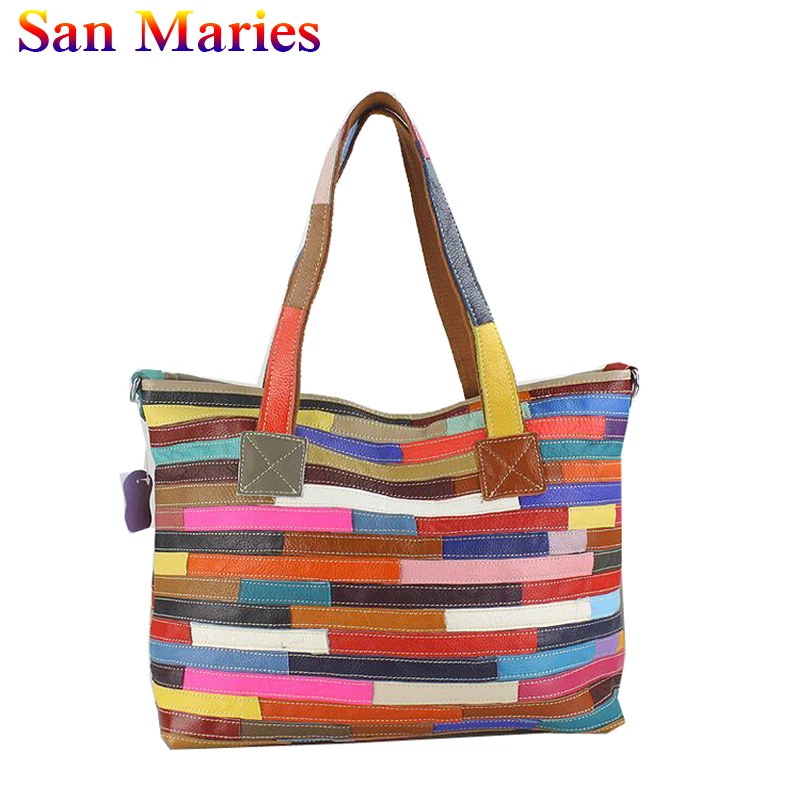 San Maries High Quality Genuine Leather Strip Patchwork Bags Women Brand Designer Large Capability Handbags Tote Shoulder
San Maries High Quality Genuine Leather Strip Patchwork Bags Women Brand Designer Large Capability Handbags Tote Shoulder