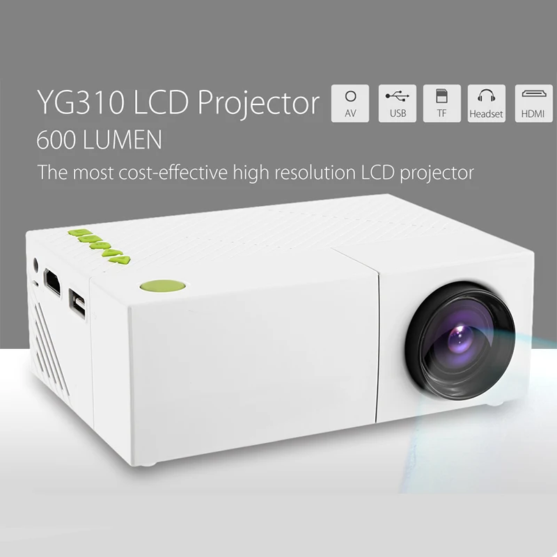 YG310 ЖК проектор YG 310 600 люмен мини 1080P Full HD Высокое разрешение Светодиодный