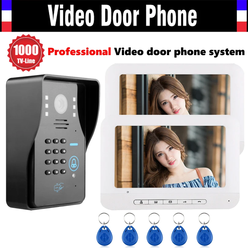 7 Inch Screen Video Door Phone Intercom System 1000TVL Password Code Keypad Camera 5pcs ID Card Video Doorbell Kit 2-monitor
7 Inch Screen Video Door Phone Intercom System 1000TVL Password Code Keypad Camera 5pcs ID Card Video Doorbell Kit 2-monitor
