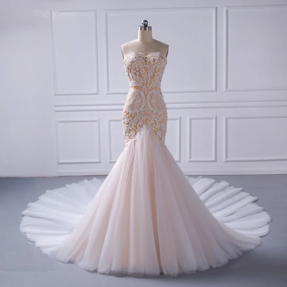 Vestidos De Novia Elegant Strapless Appliques Beaded Crystal Pearls Mermaid Wedding Dresses 2019 Sexy Sleeveless Gown Plus Size
Vestidos De Novia Elegant Strapless Appliques Beaded Crystal Pearls Mermaid Wedding Dresses 2019 Sexy Sleeveless Gown Plus Size