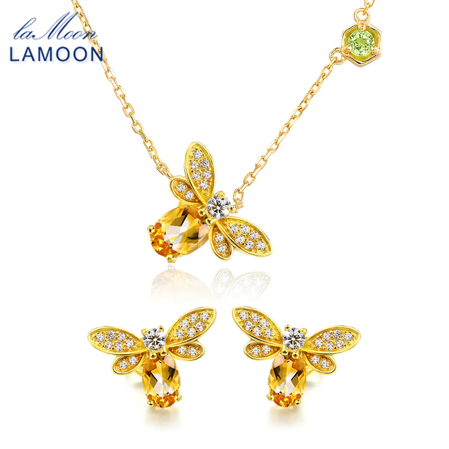 LAMOON Bee 5x7 мм, 1 карат, 100% натуральный цитрин, искусственное серебро, набор ювелирных украшений
LAMOON Bee 5x7 мм, 1 карат, 100% натуральный цитрин, искусственное серебро, набор ювелирных украшений