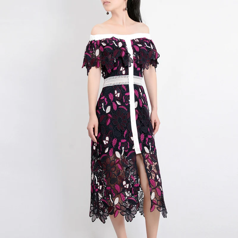Guesod 2018 summer women dress handmade hollow out floral water soluble flower off the shoulder slash neck front slit slim dress
Guesod 2018 summer women dress handmade hollow out floral water soluble flower off the shoulder slash neck front slit slim dress