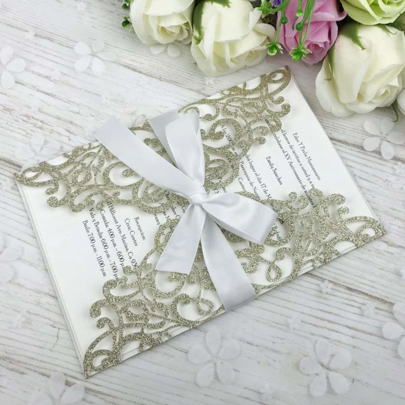 PONATIA 20 PCS Champagne Gold Glitter Bling Invitation Cards With Ribbon For Wedding Bridal Shower Engagement Birthday Invite
PONATIA 20 PCS Champagne Gold Glitter Bling Invitation Cards With Ribbon For Wedding Bridal Shower Engagement Birthday Invite