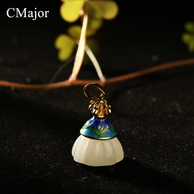 CMajor Retro Cloisonne Enamel Gold Color Handmade Hetian Natural Stone Pendant Elegance Jewelry Silver Pendants For Women
CMajor Retro Cloisonne Enamel Gold Color Handmade Hetian Natural Stone Pendant Elegance Jewelry Silver Pendants For Women