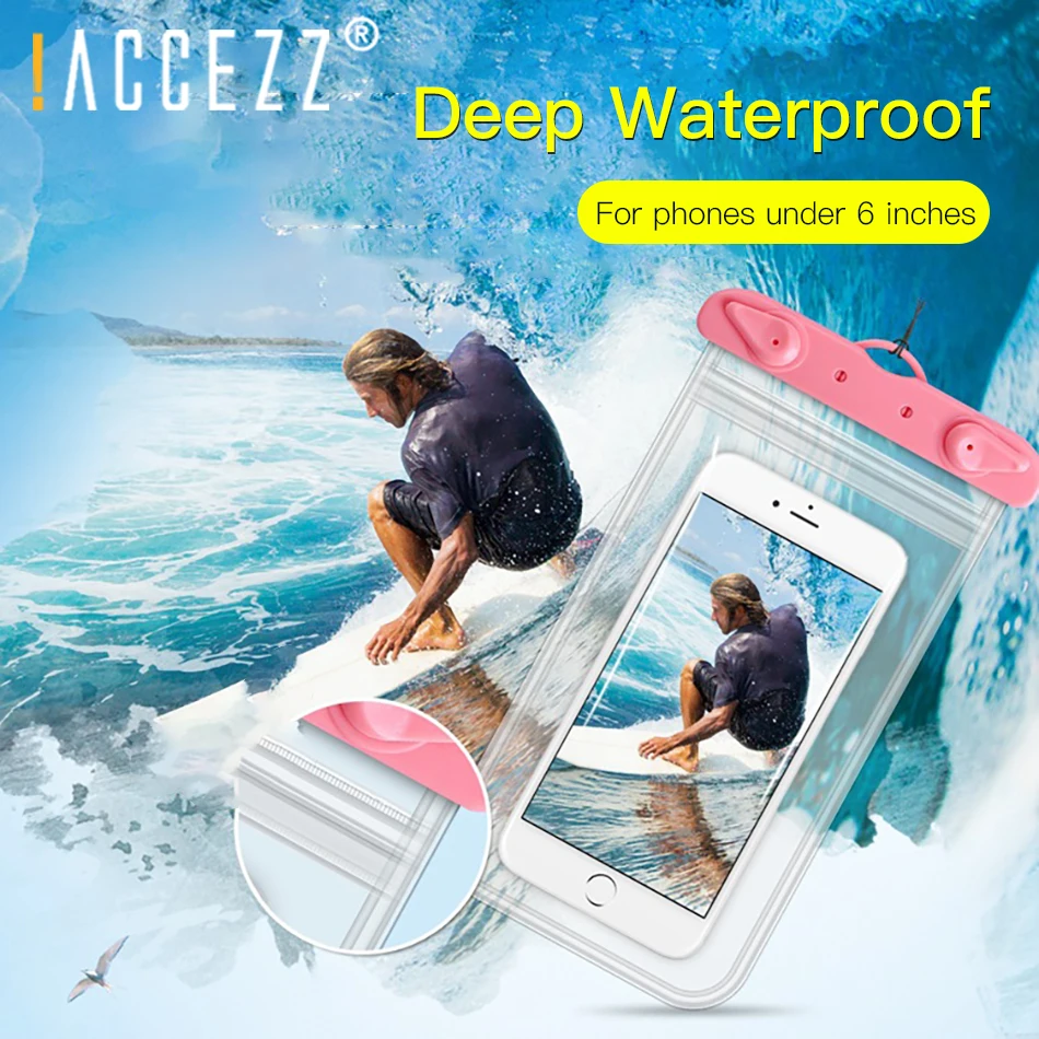 ! ACCEZZ водонепроницаемая сумка 6 дюймов для iPhone X 8 7 Plus Xiaomi Huawei Samsung HTC PVC Чехол