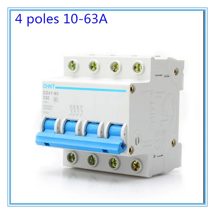Good quality hot sale CHNT 4 Poles 10-63A DZ47-C63 Circuit breaker Air switch MCB
Good quality hot sale CHNT 4 Poles 10-63A DZ47-C63 Circuit breaker Air switch MCB