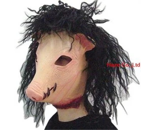 HOT SALE HORROR SAW PIG HALLOWEEN LATEX FANCY DRESS COSTUME MASK AND WIG | Игрушки и хобби