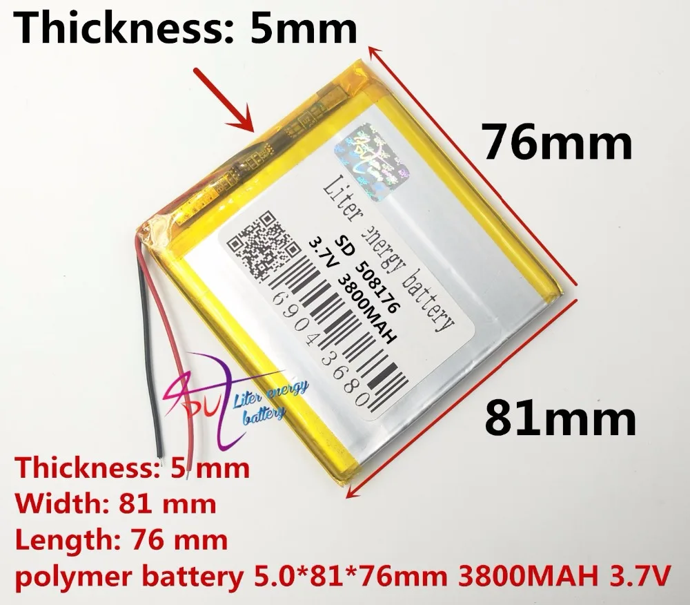 Purple electronic tablet applicable MZ70 battery lithium polymer battery 508176 3800mAh 3.7V
Purple electronic tablet applicable MZ70 battery lithium polymer battery 508176 3800mAh 3.7V