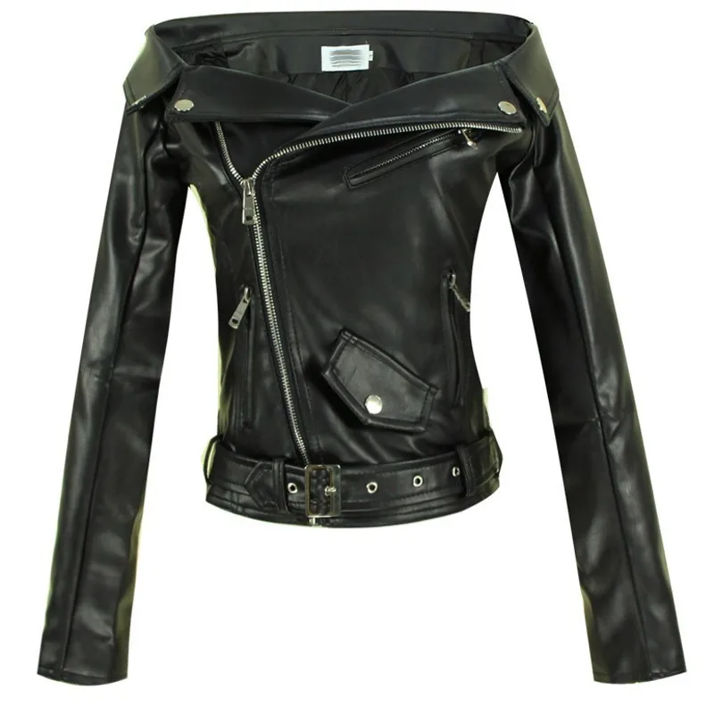 2020 Autumn Women Faux Leather Jacket Off The Shoulder Gothic Black Motorcycle Jackets Zippers Short Goth Female PU Coat Okd463
2020 Autumn Women Faux Leather Jacket Off The Shoulder Gothic Black Motorcycle Jackets Zippers Short Goth Female PU Coat Okd463
