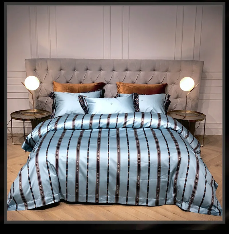luxury Digital printing Egyeptia cotton Blue Royal Bedding set Queen King Stripes Duvet cover Bed sheet set Pillowcases 4pcs
luxury Digital printing Egyeptia cotton Blue Royal Bedding set Queen King Stripes Duvet cover Bed sheet set Pillowcases 4pcs