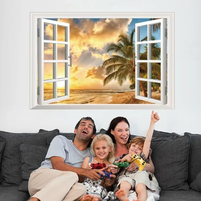 3D False Window Beach Wall Stickers Setting Sun Flower Scenery Living Room Decoration Sticker Poster Wallpaper
3D False Window Beach Wall Stickers Setting Sun Flower Scenery Living Room Decoration Sticker Poster Wallpaper