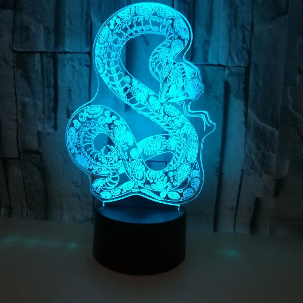 Snake 3d Nightlight 7 color Touch 3d Led Visual Table Lamps For Living Room Interior Decoration 3d Table Lamp
Snake 3d Nightlight 7 color Touch 3d Led Visual Table Lamps For Living Room Interior Decoration 3d Table Lamp