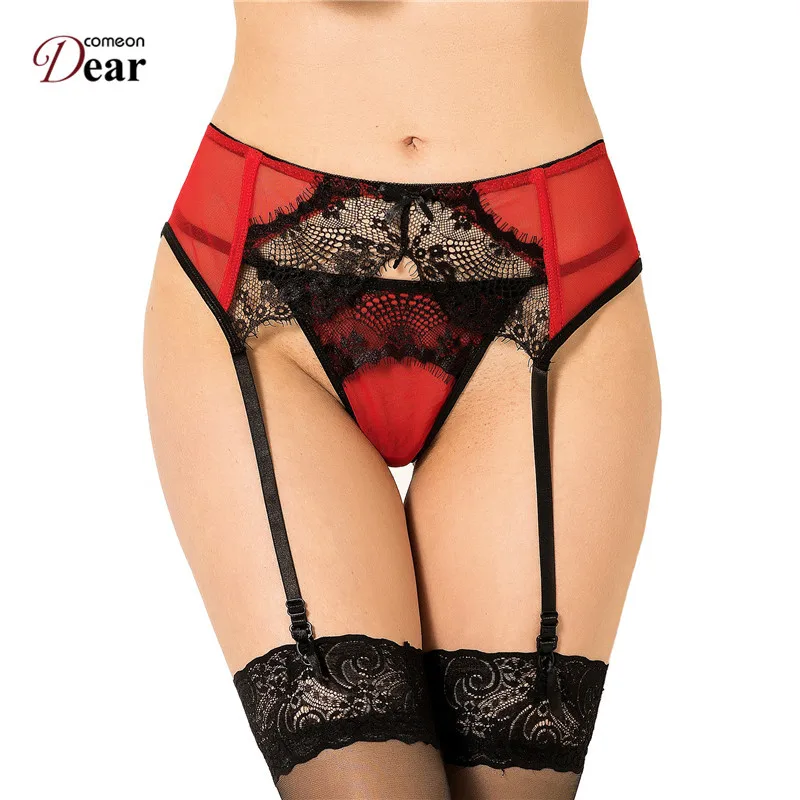 Comeondear подвязки пояса плюс размеры кружево трусики с подвязками Reggicalze Donna