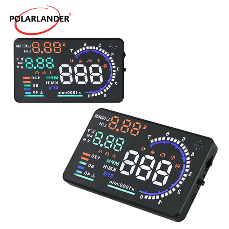 Car HUD GPS A8 Scanner Speed Warning Fuel Consumption Data Head Up Display OBD2 5.5" PolarLander Car HUD Display
Car HUD GPS A8 Scanner Speed Warning Fuel Consumption Data Head Up Display OBD2 5.5" PolarLander Car HUD Display