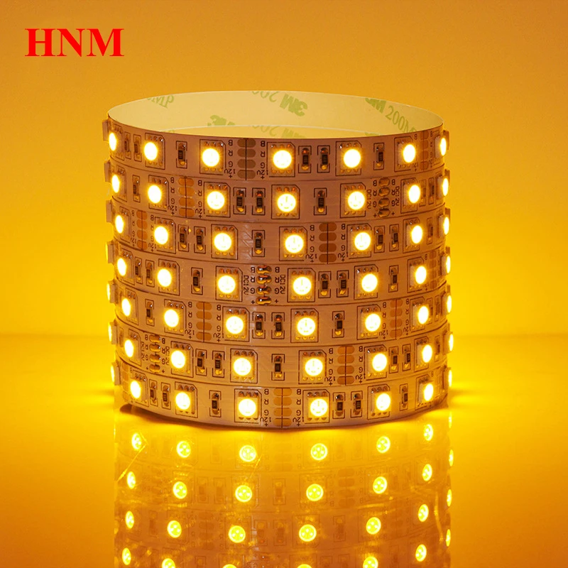 5M 60LEDs/m 5050 LED Strip Yellow Color Flexible Tape Light 300LEDs SMD5050 DC 12V lamp Non-waterproof IP20 White PCB | Освещение