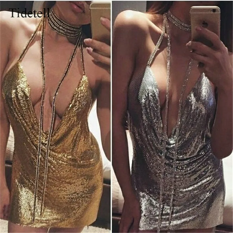 Спагетти Ремень Глубокий V образным Вырезом Мини Игристые Пром Dress Sexy Открыть Назад Высокое Качество