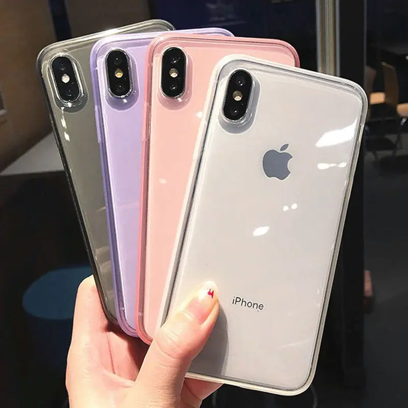 Защитный чехол для iPhone цветной прозрачный противоударный из ТПУ 11 X XR XS Max 8 7 6 6S Plus |