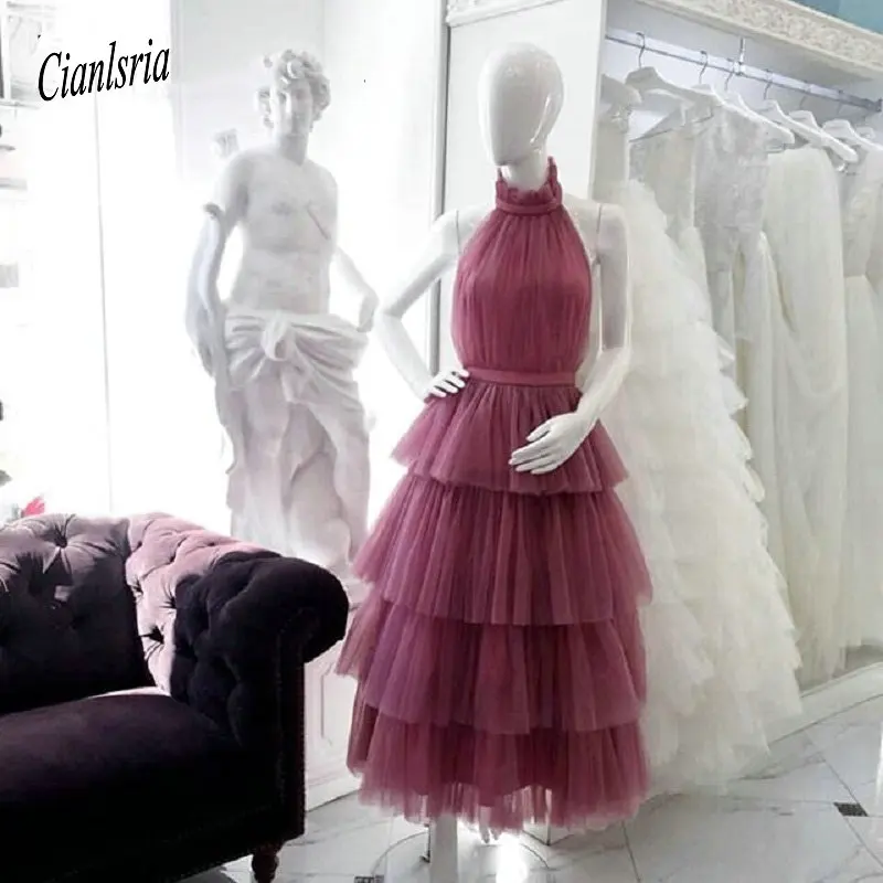Tiered Tulle Prom Dresses 2020 White Pink Black Custom Made Tea Length Elegant Women Formal Party Gown vestido gala
Tiered Tulle Prom Dresses 2020 White Pink Black Custom Made Tea Length Elegant Women Formal Party Gown vestido gala