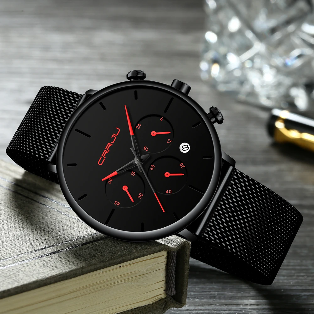 CRRJU Unique Style Reloj Hombre Mens Watches Top Brand Luxury Chronograph Sport Watch Men Waterproof Military Clock Masculino | Наручные