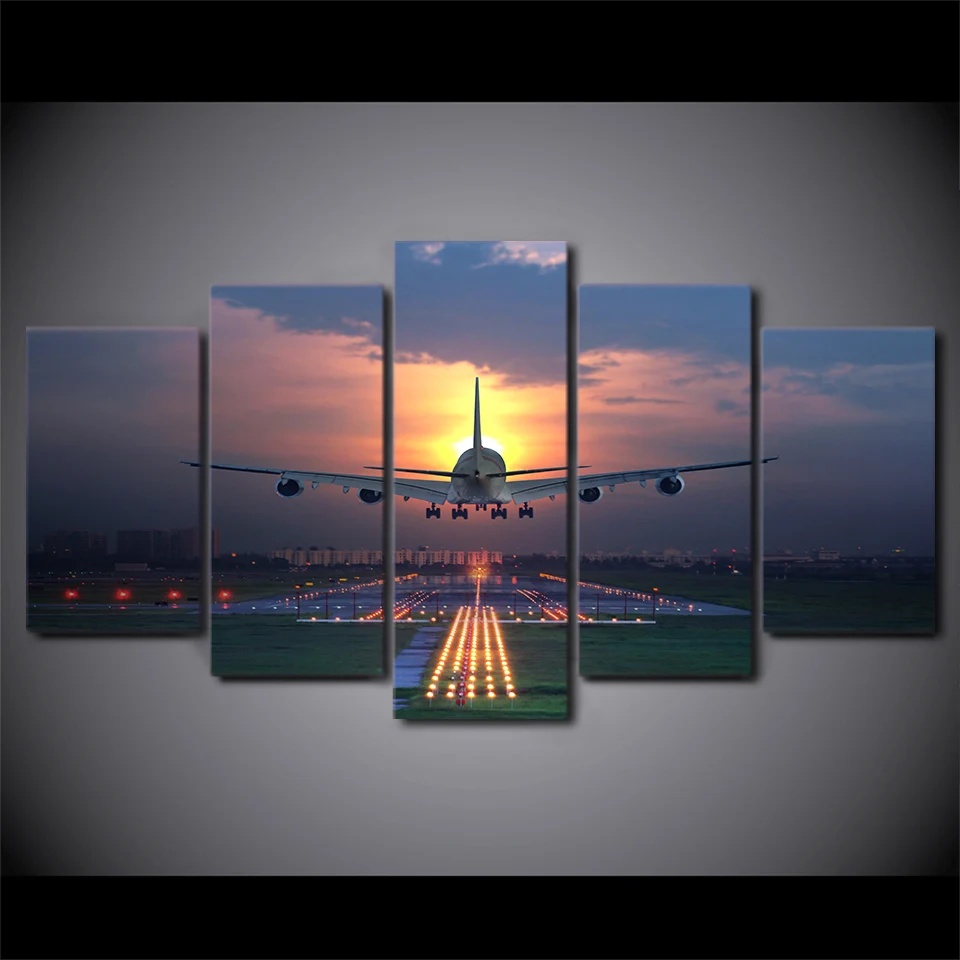 Embelish 5 Pieces Sunset Lights Airplane Lawn HD Canvas Painting Wall Art Aircraft Posters Home Decor Pictures For Living Room
Embelish 5 Pieces Sunset Lights Airplane Lawn HD Canvas Painting Wall Art Aircraft Posters Home Decor Pictures For Living Room