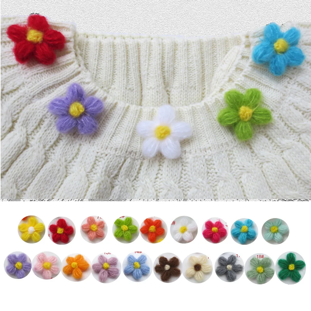 24pcs pack handmade 1-4/5 inch Crochet Flower 19 colors mohair-like acrylic yarn mix color available DIY accessories
24pcs pack handmade 1-4/5 inch Crochet Flower 19 colors mohair-like acrylic yarn mix color available DIY accessories