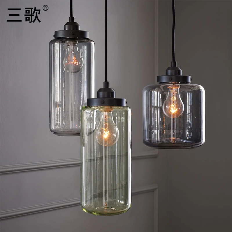 loft vintage American glass bottle pendant light single head industry retro lamp for cafe hanging | Лампы и освещение