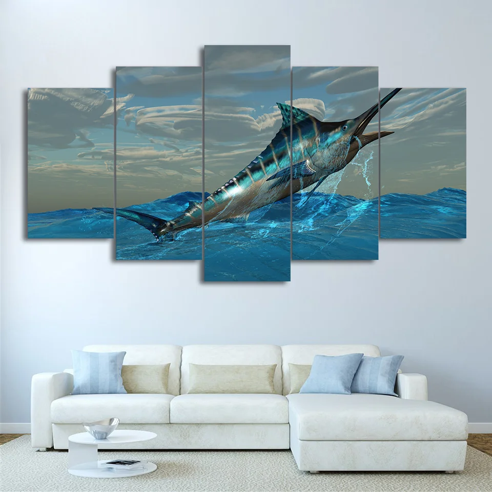 HD Printed Canvas Poster Frame 5 Panel Jumping Tuna Fish Blue Sea Home Decor Living Room Wall Art Painting Modular Picture Frame
HD Printed Canvas Poster Frame 5 Panel Jumping Tuna Fish Blue Sea Home Decor Living Room Wall Art Painting Modular Picture Frame