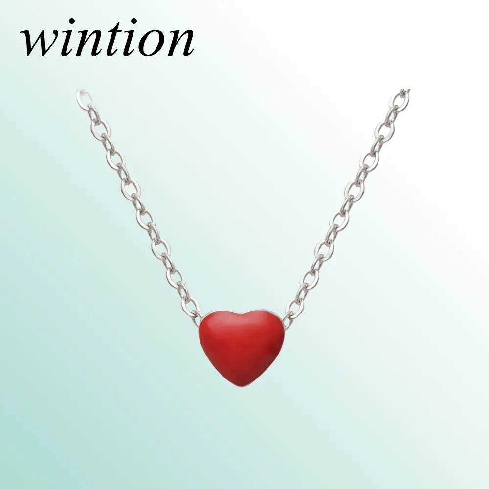 Wintion tiff зеленое ожерелье в форме любви кулон Оригинал 100% стерлингового серебра 925