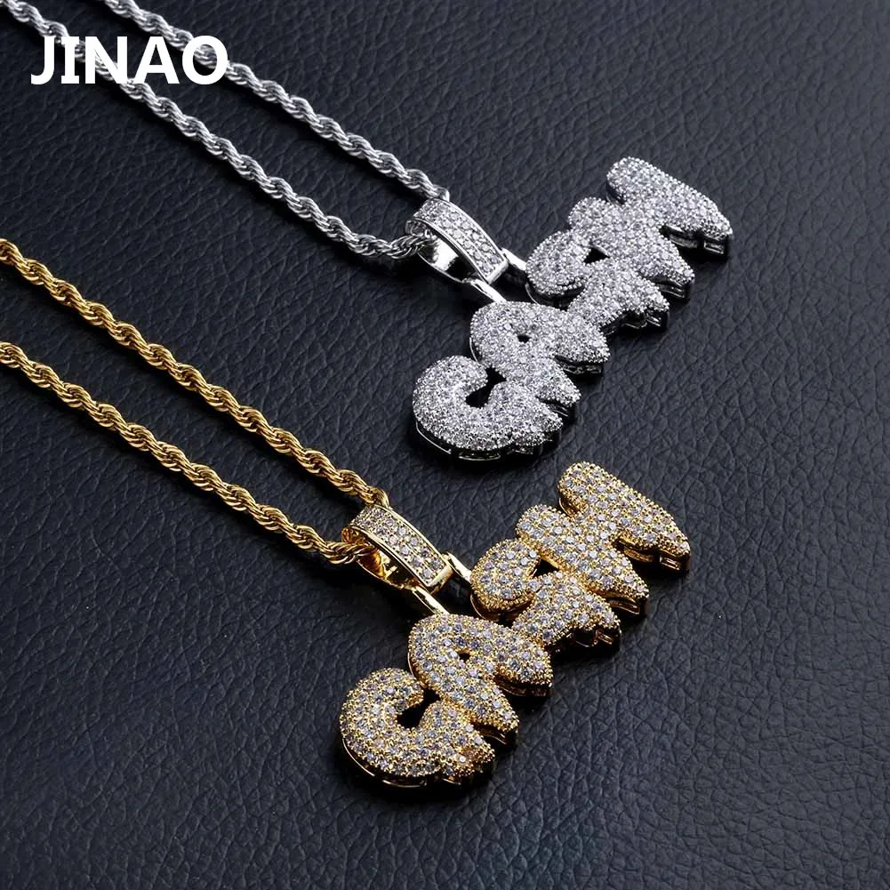 Ожерелье и подвеска JINAO в виде пузырчатой буквы золотистого серебристого цвета